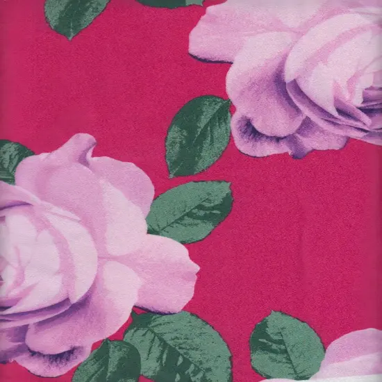 1 Yard Satin Floral Print Fabric 58/59&Prime; Wide 100% Polyester FUCHSIA/LAVENDER {1}