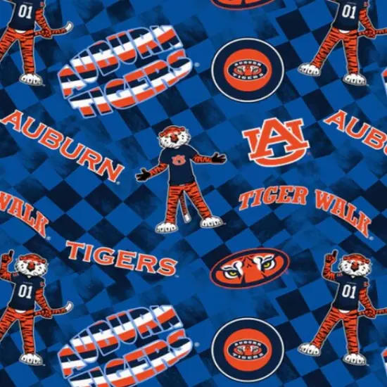 Licensed NCAA Auburn University Check Allover Cotton Fabric by the Yard {1}