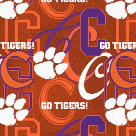 Licensed NCAA Clemson University Letters Cotton Fabric by the Yard {1}
