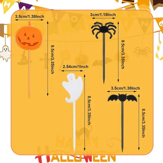120 Pieces Plastic Halloween Food Picks and Cupcake Toppers {4}