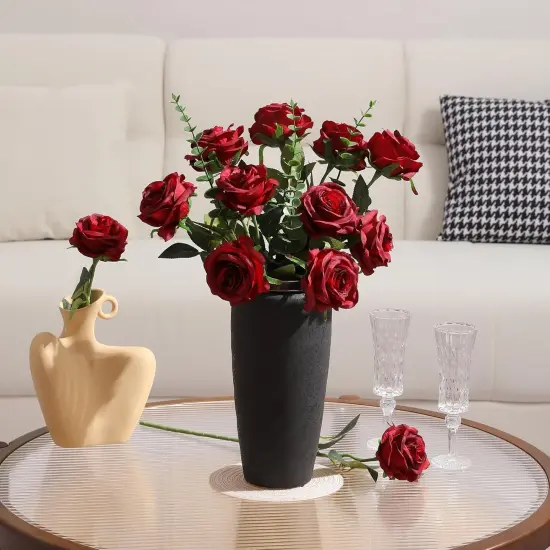 Realistic Long Stem Fake Silk Roses Bouquet for Wedding Centerpiece {4}