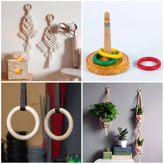 50 PCS 50mm Unfinished Wooden Rings for Craft, Nature Solid Wood Rings for DIY Crafts Without Paint, Macrame Wooden Rings for Ring Pendant and Connectors Jewelry Making {3}