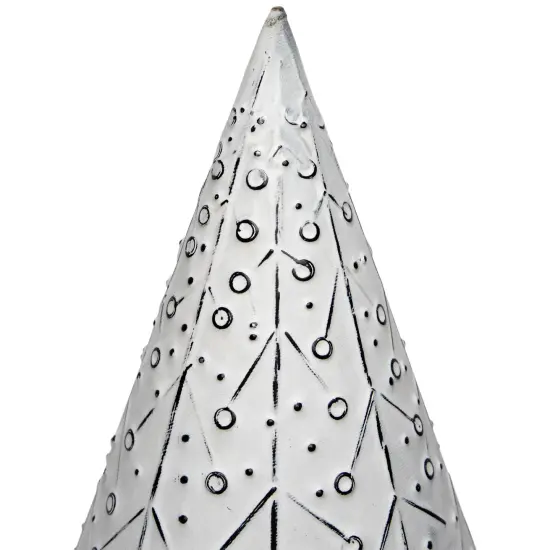 Northlight Embossed Winter Wonderland Metal Cone Christmas Tree Decoration - 14" White {5}