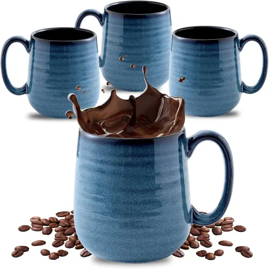 Coffee Mugs Set of 4, 15 Ounce Porcelain Mug Set {1}