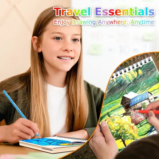 9" x 12" Sketch Book, 2-Pack 50 Sheets Spiral Bound Art Sketchbook, Acid Free Artist Drawing Book Paper, Art Supplies for Adults Kids, Craft Activities, Sketch Paper for Drawing Coloring Sketching {1}