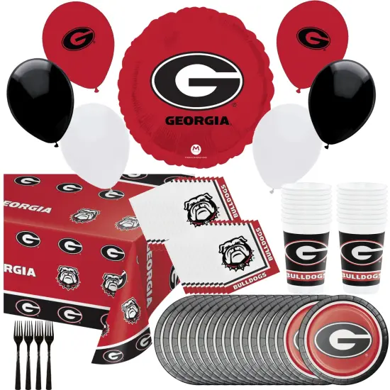University of Georgia Party Supplies Bundle Tailgate/Graduation Pack for 16 | UGA Plates | UGA Napkins | UGA Cups | UGA Table Cover | UGA Balloons {1}