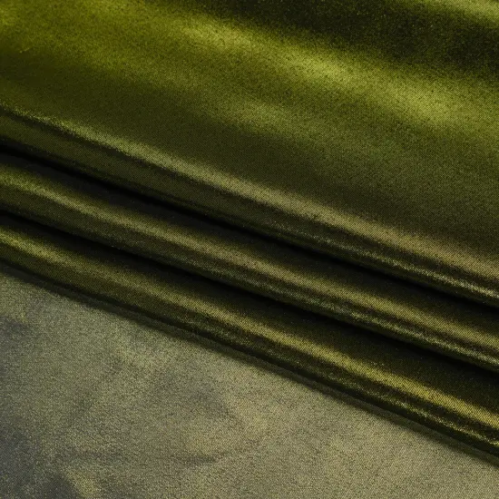 1 Yard Olive on Black Liquid Sheen Metallic Polyester Chiffon Fabric 60" Width {4}