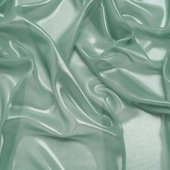 1 Yard Silver on Aqua Liquid Sheen Metallic Polyester Chiffon Sheer Fabric 60" Width {1}