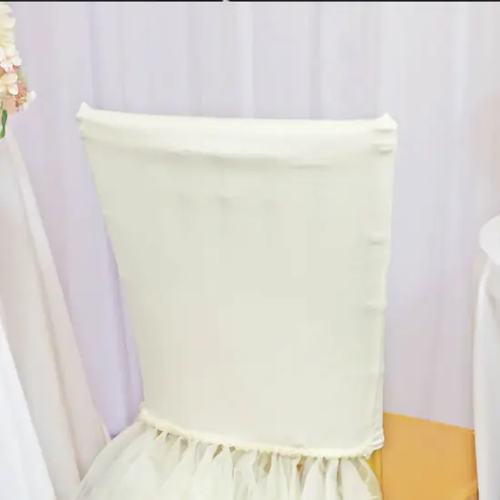 1 Piece Ivory Stretch Spandex Chair Cover for Chiavari Elegant Flared Skirt {5}