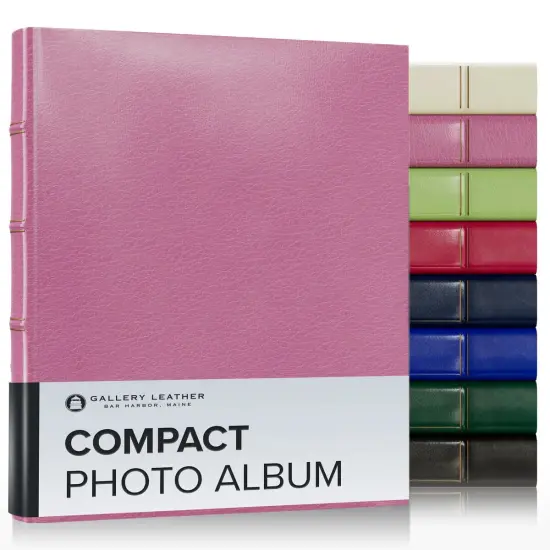 Gallery Leather Compact Photo Album 4x6-3 Ring Binder Photo Album, 60 Pages for 120 Photos, Fillable, Can Fit 4x6 Photos, Handcrafted Camden orchid {1}