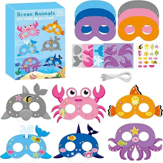 24pcs Make Your Own Sea World Animal Foam Mask Kit for Kid {1}