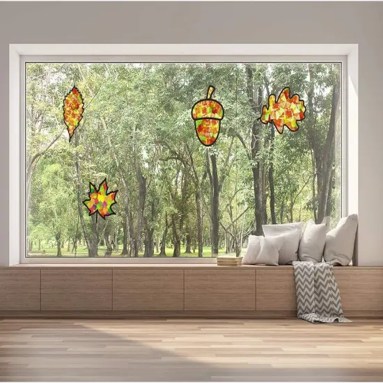 10 Pieces Fall Leaf Suncatcher Craft {5}