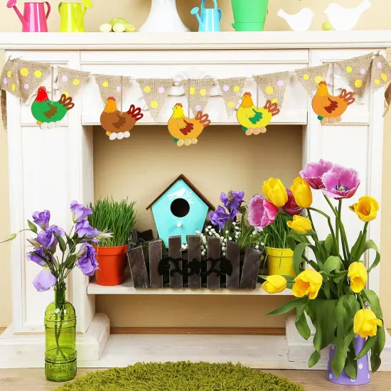 Wooden Easter Ornaments to Paint Spring Decoration Hen Cutouts Unfinished 24PCS 3.5 inches, DIY Blank Unfinished Christmas Tree Wood Discs Ornament for Home Crafts Hanging {4}