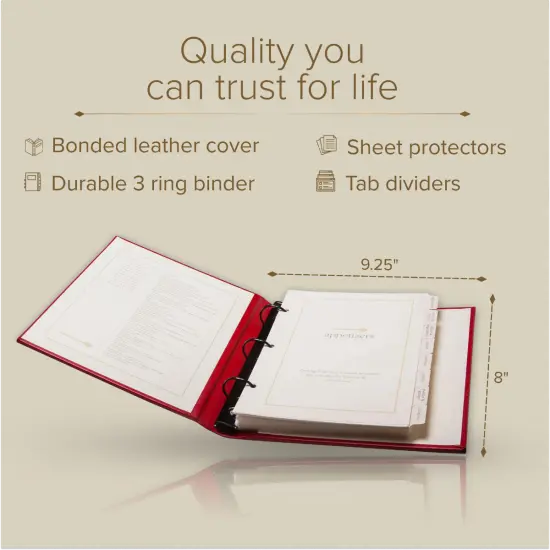 Gallery Leather Recipe book to write your own recipes - 3 Ring Recipe Binder With Protective Plastic Sleeves, Blank Cards, 25 Pocket Pages and Ivory Cards, Refillable - 9.25 x 8 " Camden Violet {6}