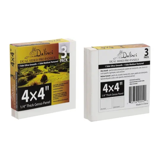 Jerry's Artarama Da Vinci Dual Sided Pro Panel Board - 30-Pack, 4x4" 6mm Deep Panels for Painting - Archival, Acid-Free Art Supplies - Ultra-Smooth & Medium Textured Paint Surfaces {3}
