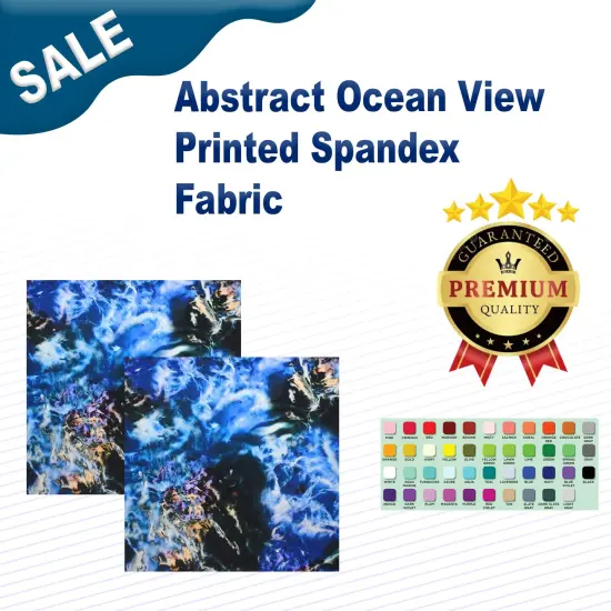 Abstract Ocean View Printed Spandex Fabric {1}