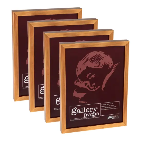 Ambiance Gallery Wood 1.5" Deep Picture Frames - 5x7" 4-Pack, Antique Gold Wood Frames, Shatter-Resistant Acrylic Glazing & MDF Backing, Horizontal or Vertical Wall Display {1}