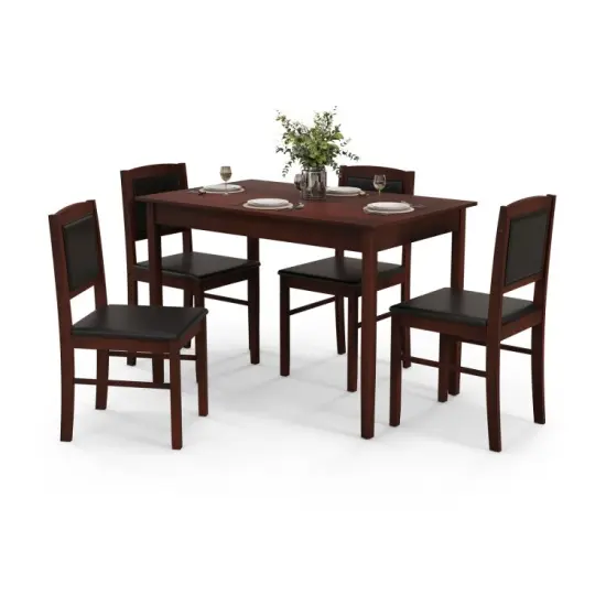 5-Piece Dining Set for 4 with Rubber Wood Legs, Compact Design for Small Dining Room White {7}