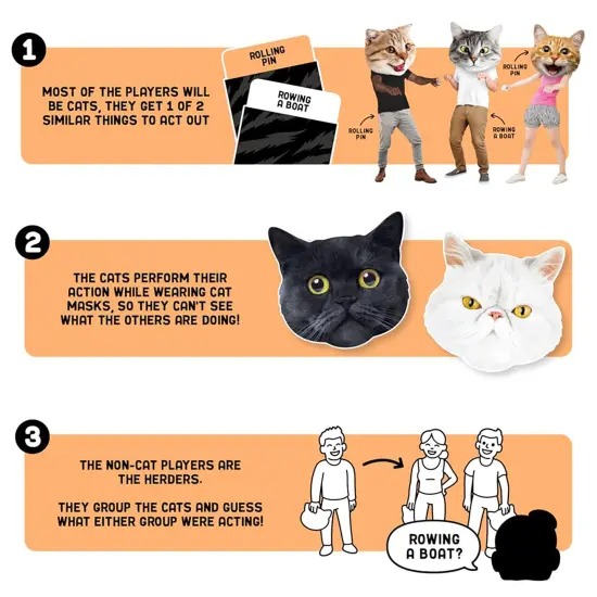 Professor Puzzle: Like Herding Cats - Charades-Style Acting Party Game, Mime Like Nobody's Watching While Wearing Cat Masks, Ages 10+, 3-10 Players {5}