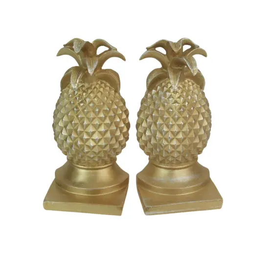 Elegant Gold Pineapple Bookends – Chic Tropical Bookshelf Accent {4}