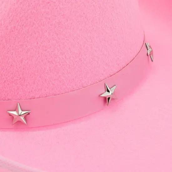 Felt Pink Cowgirl Hat for Women and Men, Costume Accessories (14.8 x 10.6 x 5.9 Inches) {4}