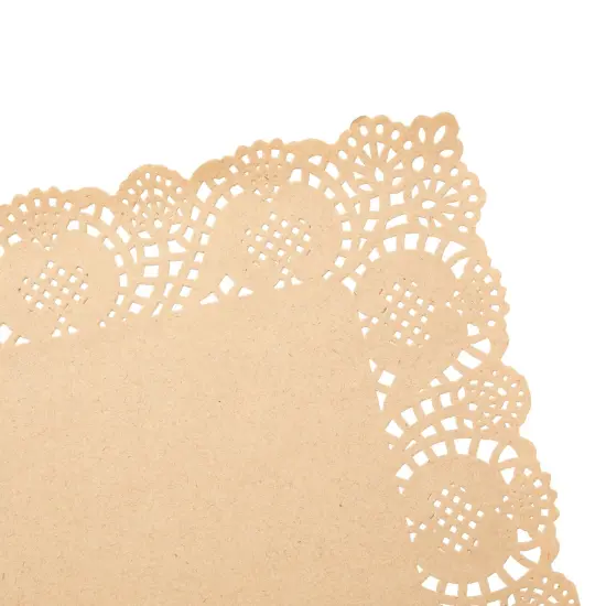 100-Pack Brown Rectangle Disposable Placemats - Fall Lace Paper Doilies for Wedding Table, Thanksgiving, Party (15.5x11.7 In) {4}