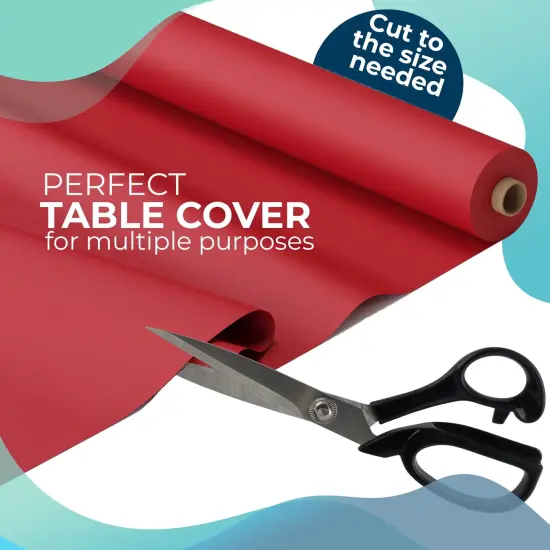 Exquisite Plastic Table Cover Roll &ndash; 40" x 300' Disposable Tablecloth Roll &ndash; Premium Thick 0.5 MIL Plastic Banquet Roll &ndash; Party Table Cover Roll for Events & Catering Red {3}