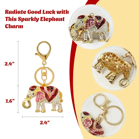 Wrapables Crystal Bling Keychain, Keyring Purse Handbag Pendant Charm, Red Opulent Elephant {2}