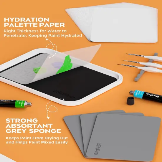 Miniature Painting Kit with Wet Palette & 11PCS Detail Paint Brushes Drybrush(White) {5}