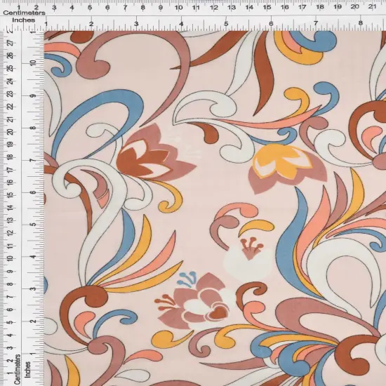 1 Yard Hi Multi Chiffon Pucci Print Fabric, 57/58&Prime; Wide 100% Polyester BLUSH/AQUA {4}