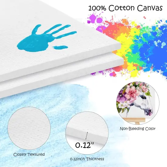 10 Set Acrylic Paint Canvas Set &ndash; 8x10 Inch Mini Canvas Painting Kit with 10 Wood Easels {3}