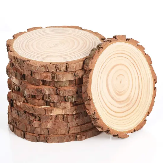 12 Pcs 5.1-5.5 Inch Wood Slices, Unfinished Wood Slice Ornaments for DIY Crafts Wedding Table Centerpieces Coasters for Arts Painting Craft {1}
