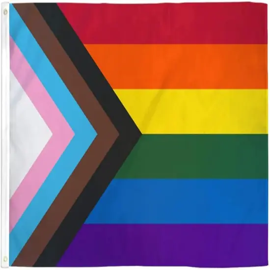 Progress Pride Flag Rainbow Vibrant 3x5ft Poly - Perfect for Showing Your Pride LGBTQ Community Support(1pcs 3x5ft) {1}