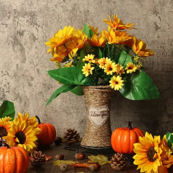 8 Packs Artificial Sunflowers with Stems (Vivid Style) {4}