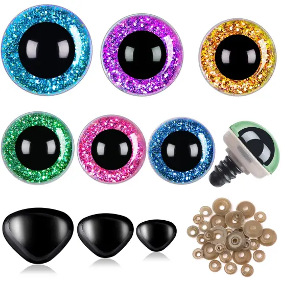 UPINS 180Pcs Safety Eyes and Noses for Amigurumi Large Plastic Craft Crochet Eyes for Stuffed Animals DIY Puppet Bear Toy Doll Making Supplies {1}