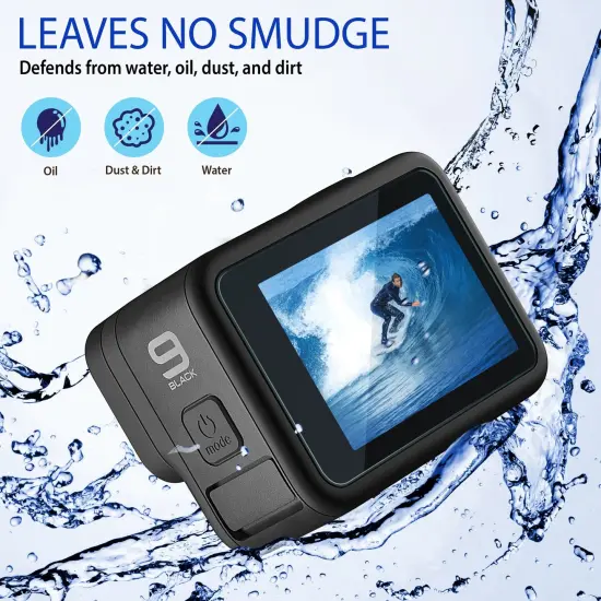 Insten 6 Pcs Screen Protector Compatible with GoPro Hero 9 Black, Ultra Clear HD Tempered Glass Screen Protector for Lens, Small Front Display {6}