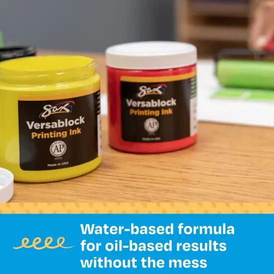 Sax Versablock Waterbased Block Printing Ink, 8 Ounces, Assorted Fluorescent Colors, Set of 8 {6}