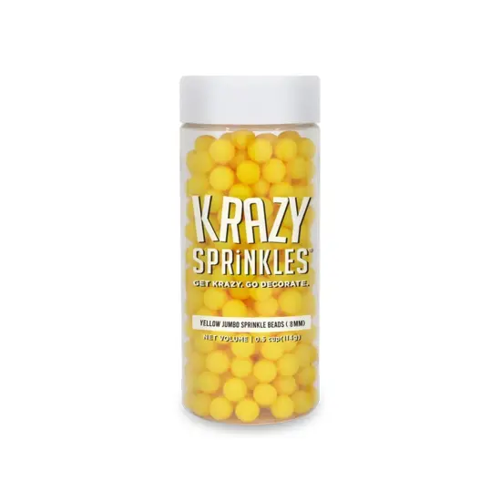 Krazy Sprinkles - Yellow 8mm Beads (1/2 Cup, 1x Jar) for Cakes, Ice Cream & Cookies {4}
