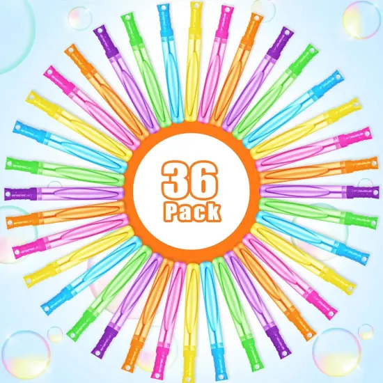 Bubble Wand, 36 Pcs Bubble Wands Bulk in 6 Colors, Bubble Party Favors for Kids, Summer Toys, Indoor Outdoor Activity, Themed Birthday, Wedding, for Girls & Boys {3}