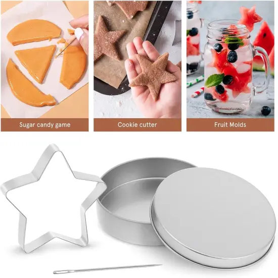 Set of 12 Korean Sugar Candy Making Tools Squid Sugar Game Kit Stainless Steel Cookie Cutters Sugar Cookie Umbrella Triangle Star Round Cake for Party Squid-Game Cookie {3}