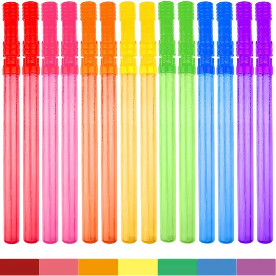 Bubble Wand, 14" Big Bubble Wand Set(14 Pack 7 Colour), Non-toxic Smelless Bubble Toy For Kids Child Birthday Party {1}