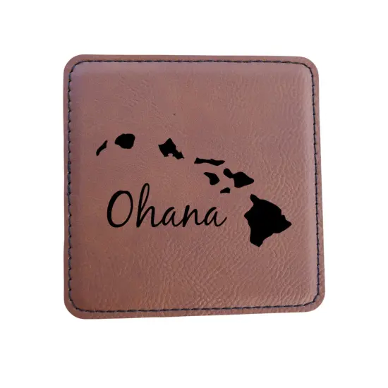 Coaster - Ohana (Family) Hawaii - SET OF 2 - Leather or Stitched Cork Dark Brown/Black {5}