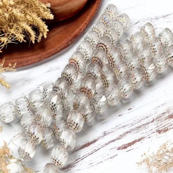 *12* 10mm Metallic Volcano Washed Crystal Fire Polished Cathedral Beads {6}