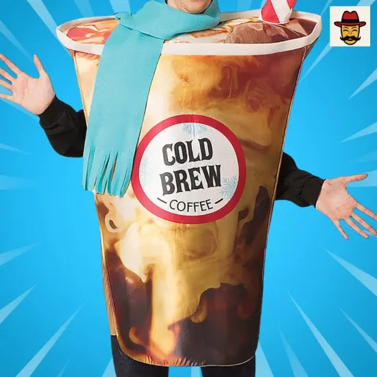 Cold Brew Coffee Adults Costume Tunic with Hat and Scarf Funny Halloween Party Outfit {5}