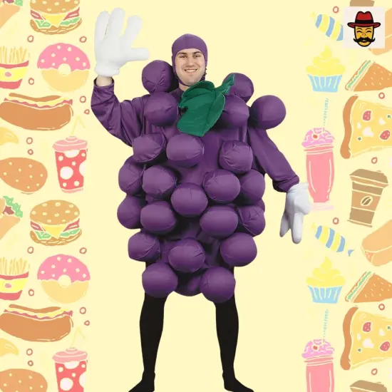 Unisex Purple Grapes Costume Bodysuit Balloon Pockets {2}
