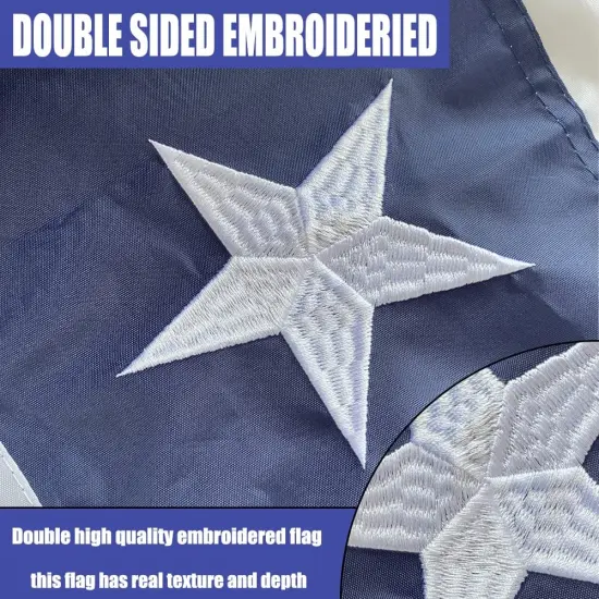 1.5x3Ft American Pleated Fan Flag with Embroidered Star- 100% Durable US Patriotic Half Fan Bunting Window Flag with 2 Brass Grommets {2}