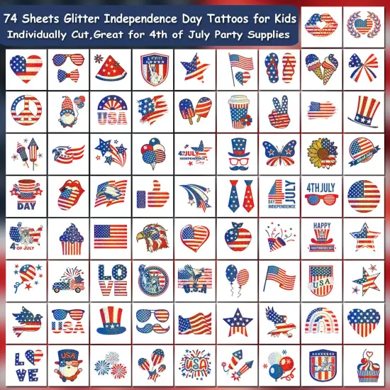 Glitter 4th of July Temporary Tattoos for Kids {5}