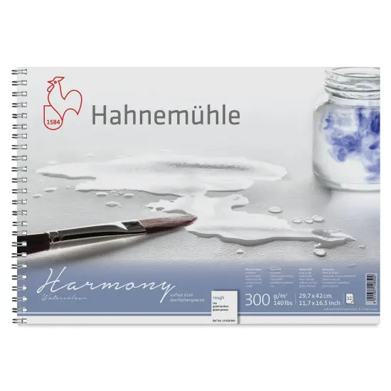 Hahnem&uuml;hle Harmony Wirebound Watercolor Pad - 11.7" x 16.5", Rough, 12 Sheets, 140 lb {1}