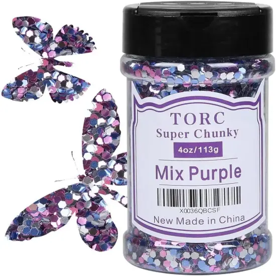 Purple Blue Silver Chunky Glitter 4 OZ Glitter for Crafts Resin Cosmetic Nail Art Decoration 1/10 2.5 mm {1}