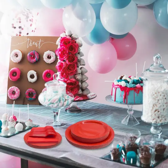 Red Party Supplies Set Include Red Paper Plates and Napkins party supplies,Severs 25 Guests Red Dessert Plates {3}